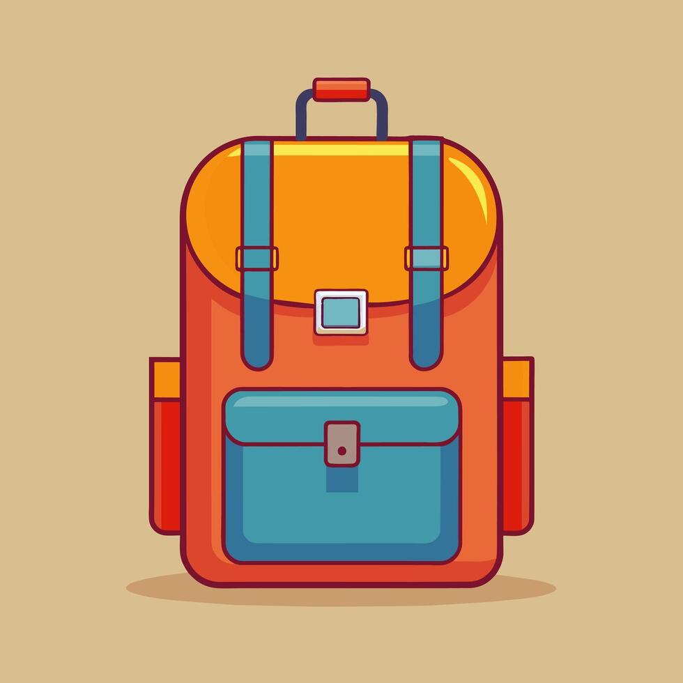 Flat Design Backpack on Solid Background vector