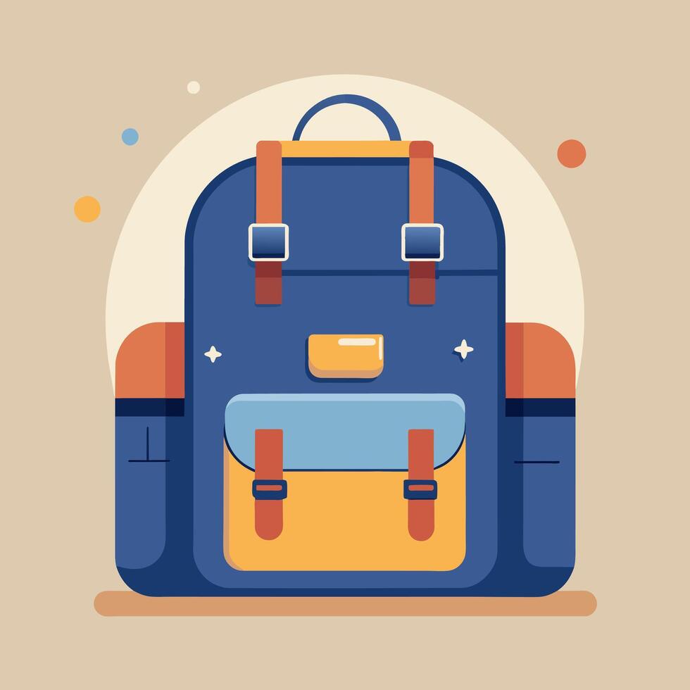 Flat Design Backpack on Solid Background vector