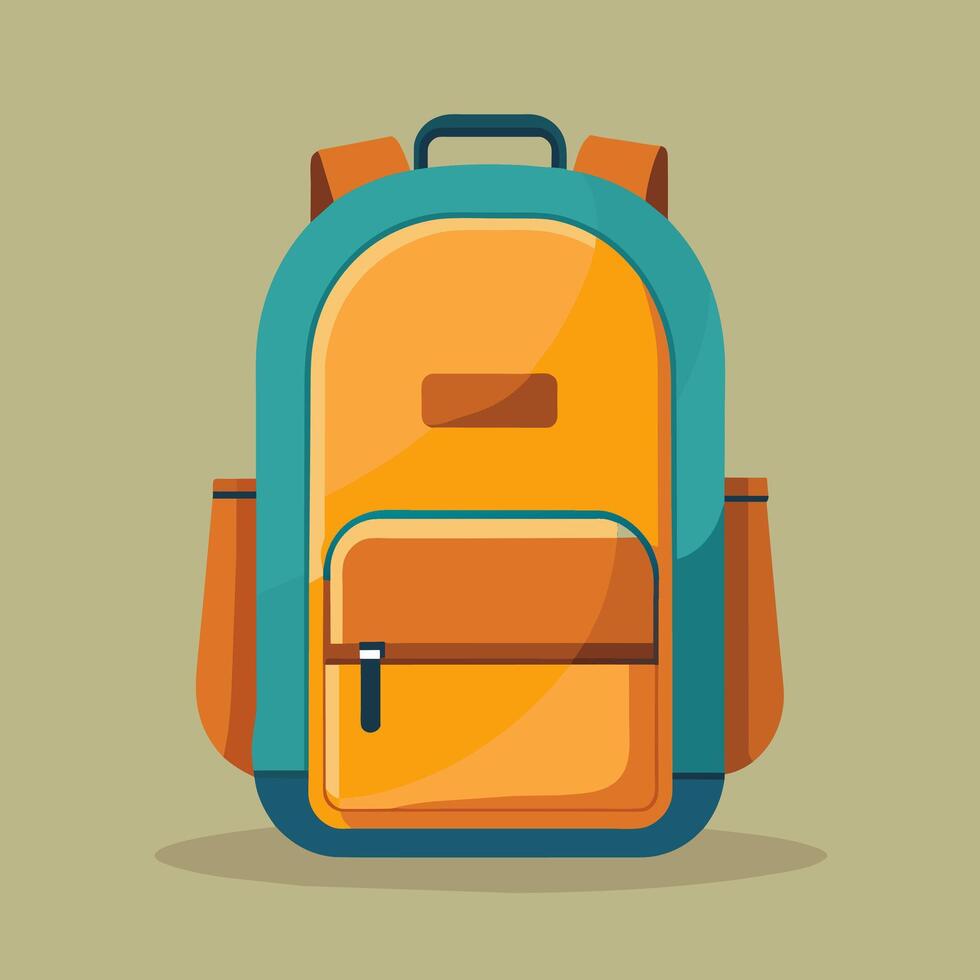 Flat Design Backpack on Solid Background vector