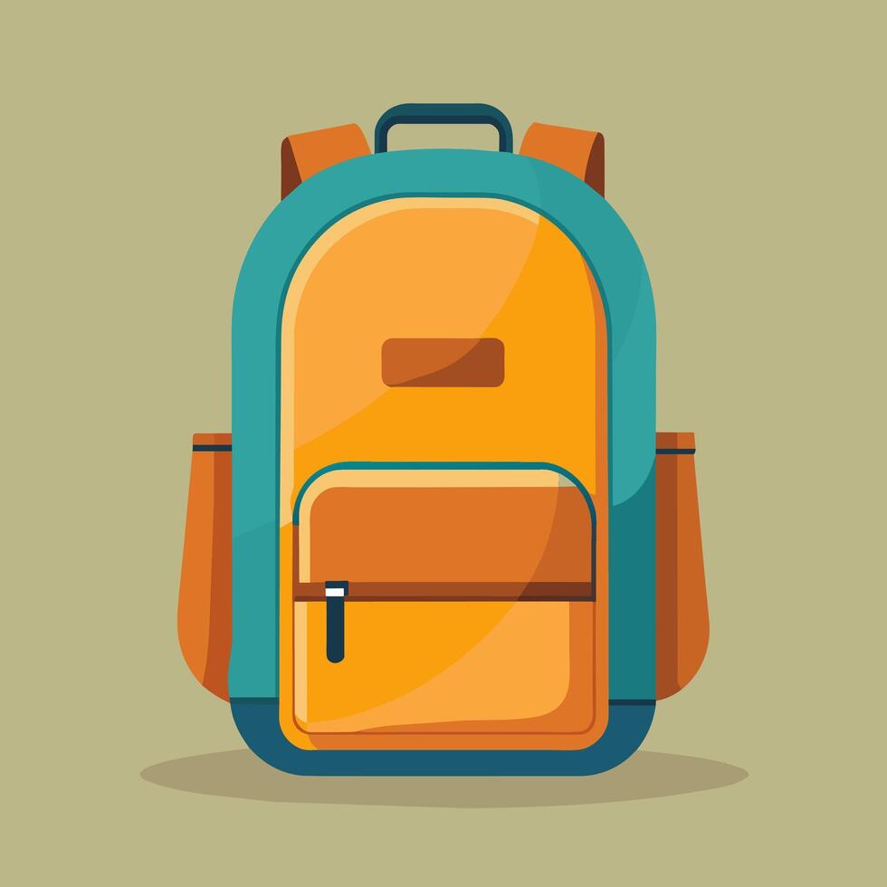 Flat Design Backpack on Solid Background vector