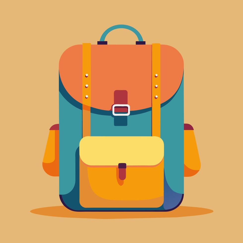 Flat Design Backpack on Solid Background vector