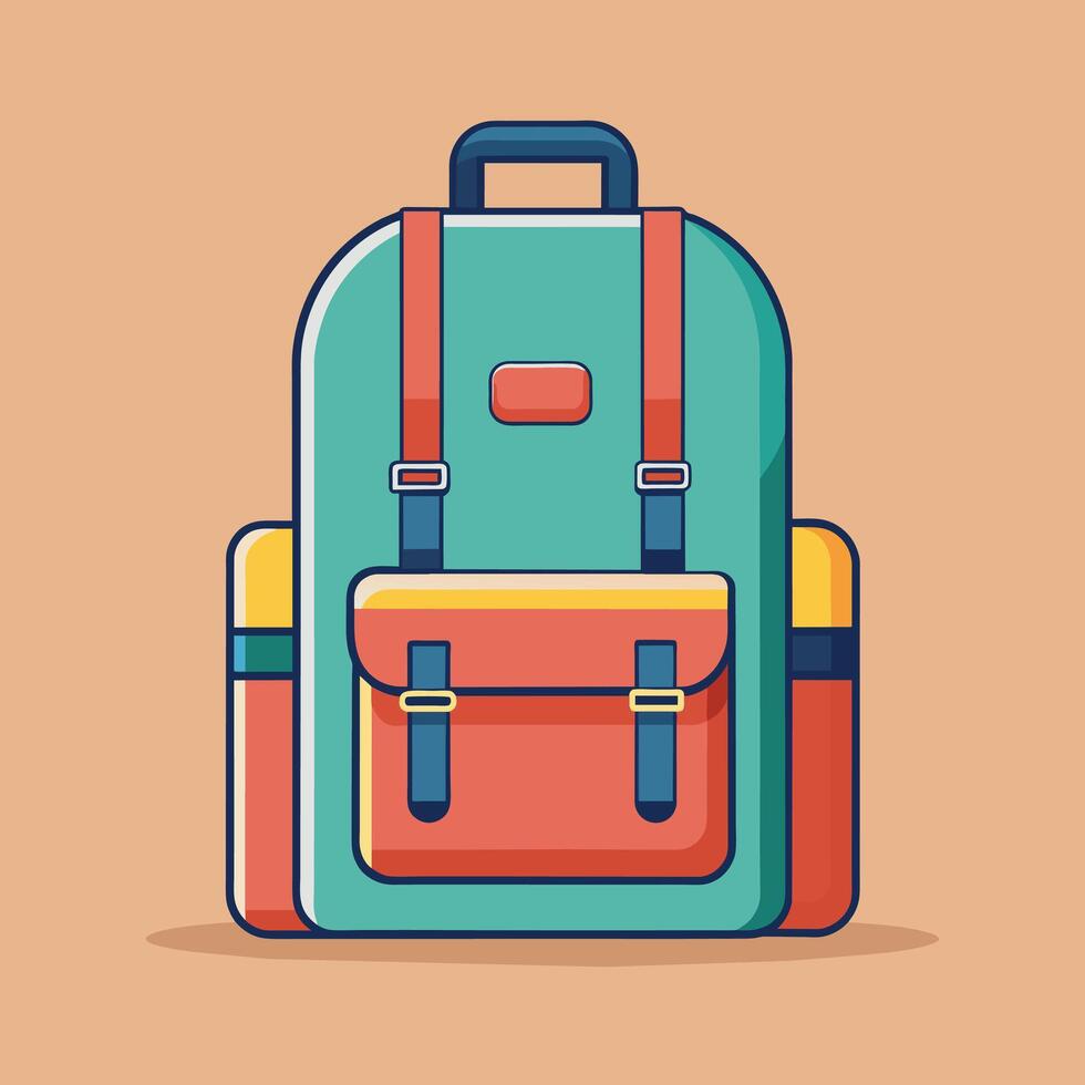 Flat Design Backpack on Solid Background vector