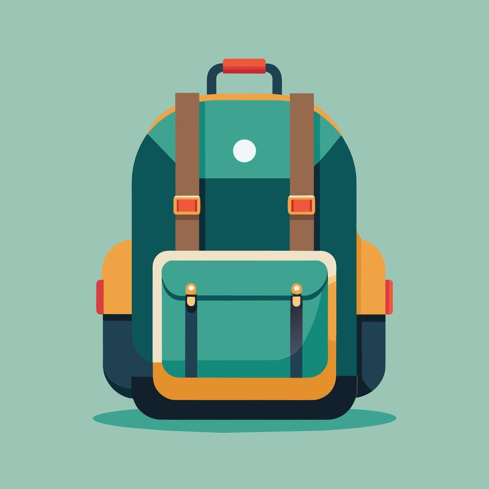 Flat Design Backpack on Solid Background vector