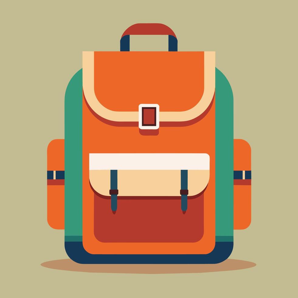 Flat Design Backpack on Solid Background vector