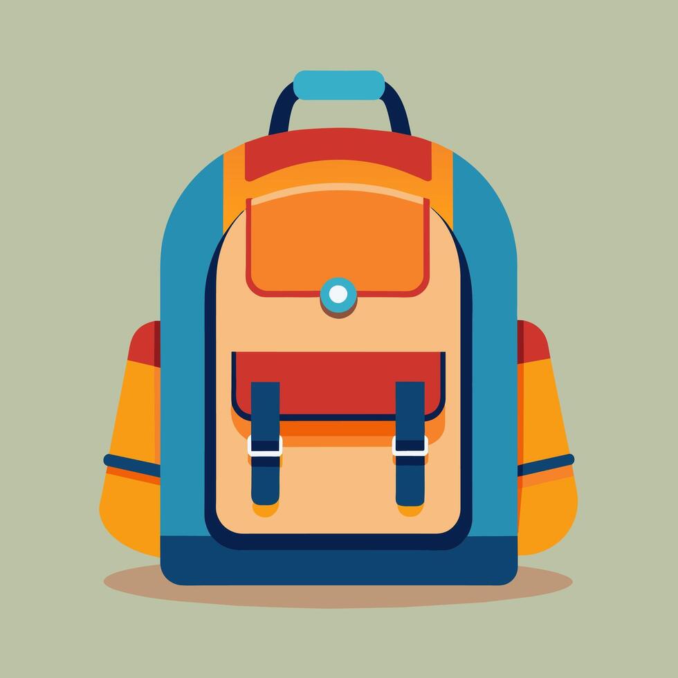 Flat Design Backpack on Solid Background vector
