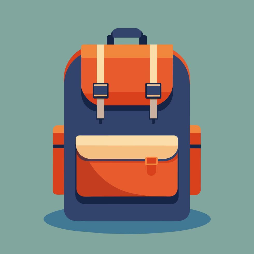 Flat Design Backpack on Solid Background vector