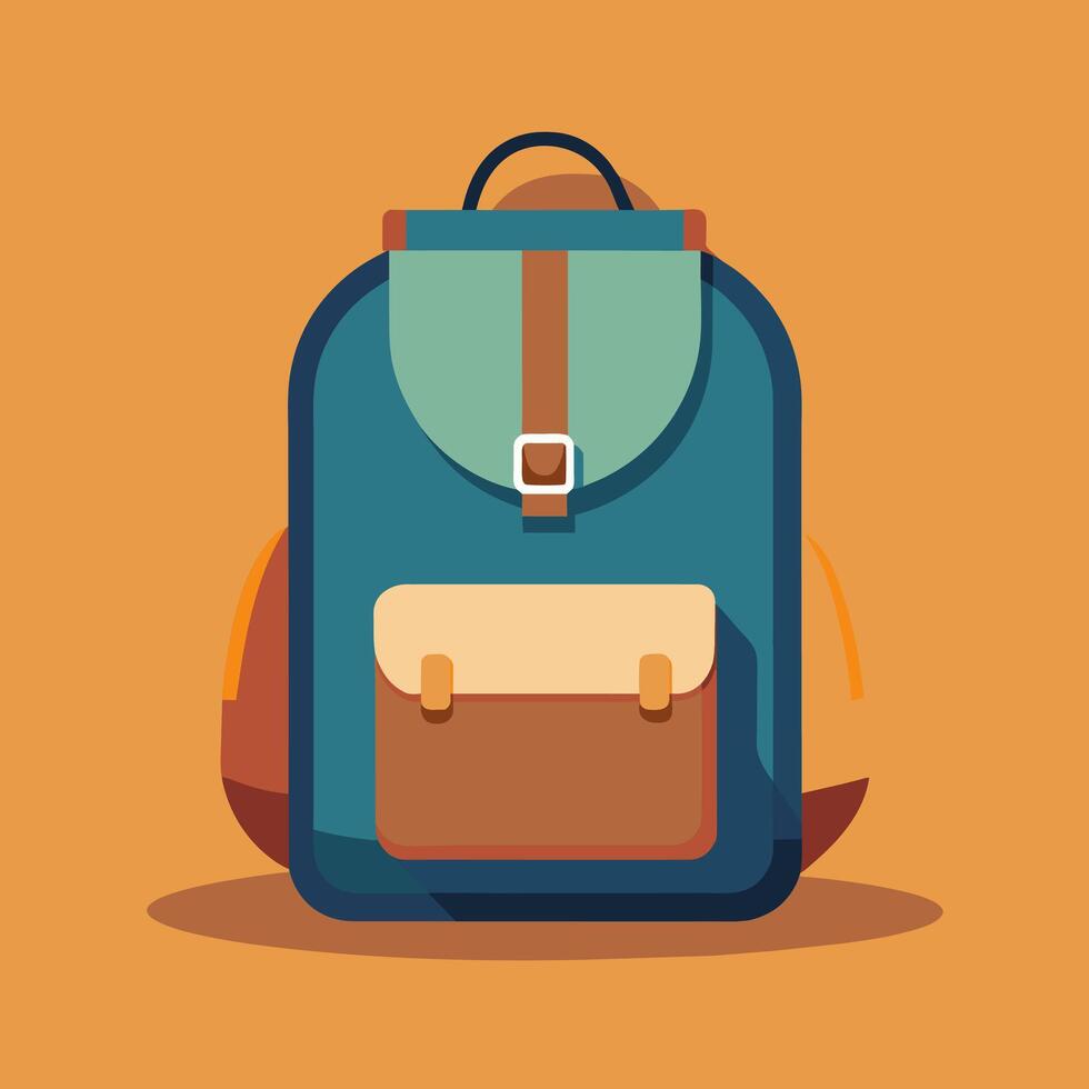 Flat Design Backpack on Solid Background vector