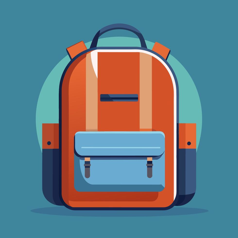 Flat Design Backpack on Solid Background vector