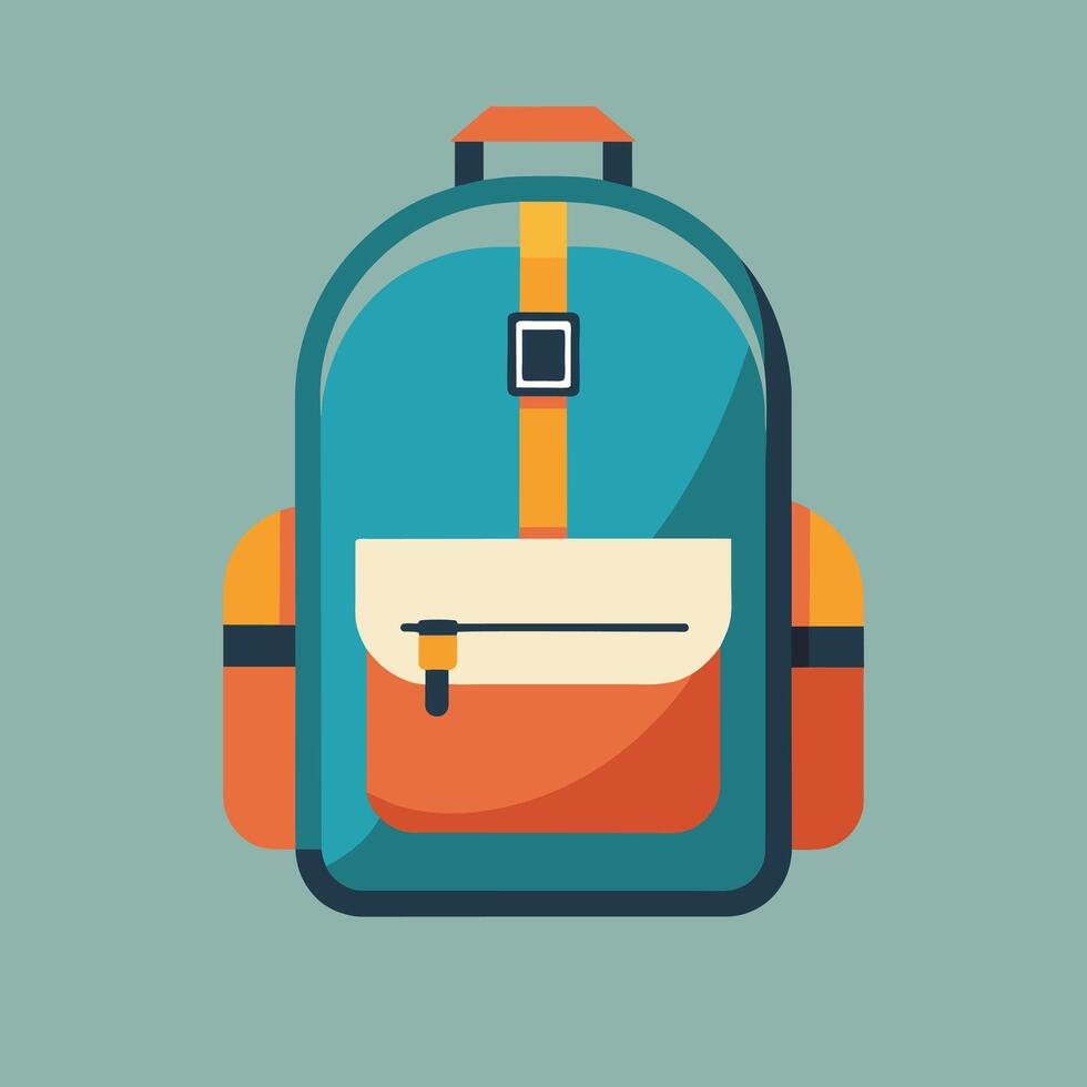 Flat Design Backpack on Solid Background vector