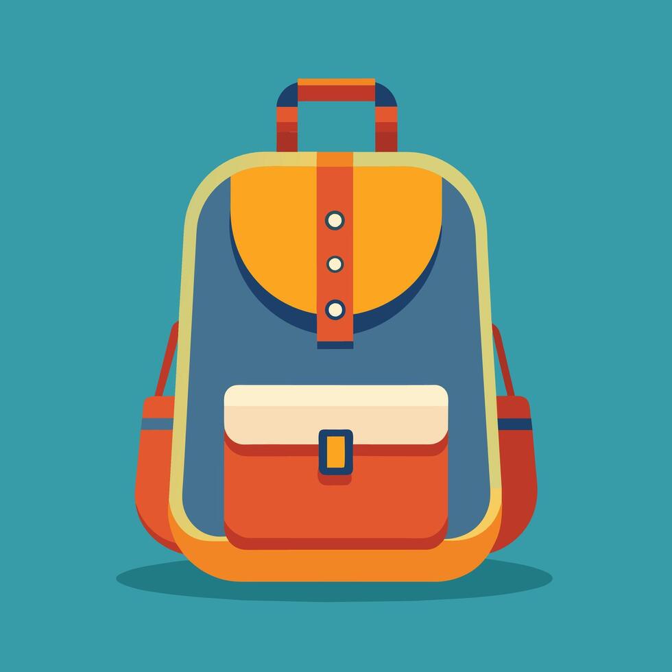 Flat Design Backpack on Solid Background vector