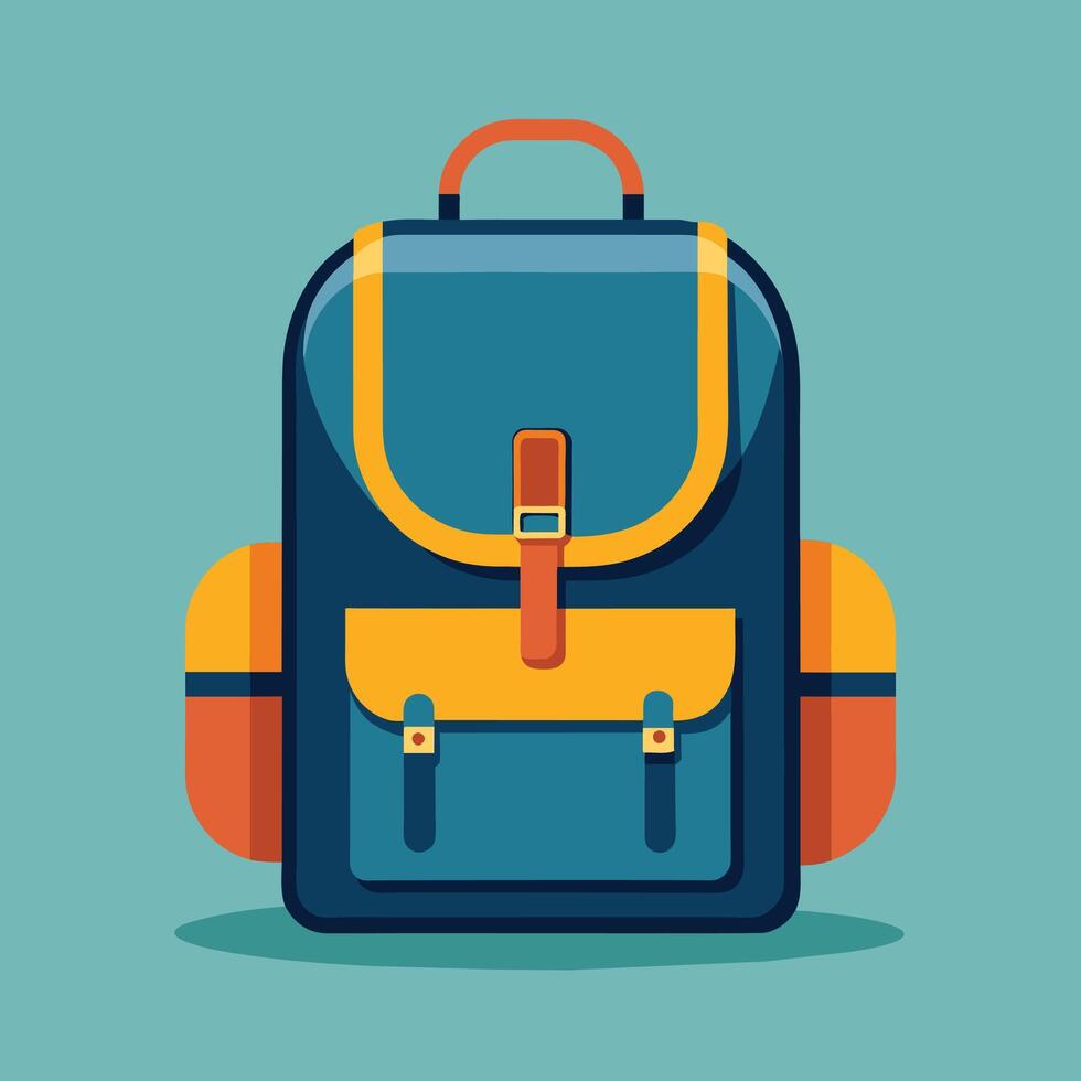 Flat Design Backpack on Solid Background vector