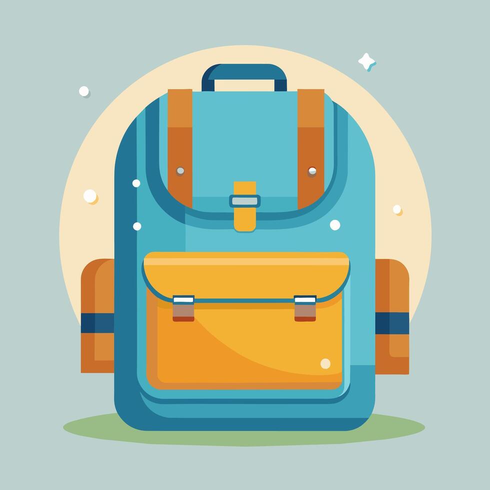 Flat Design Backpack on Solid Background vector