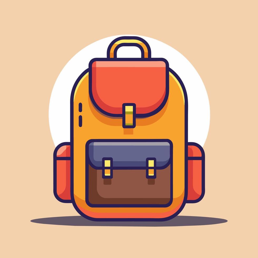 Flat Design Backpack on Solid Background vector