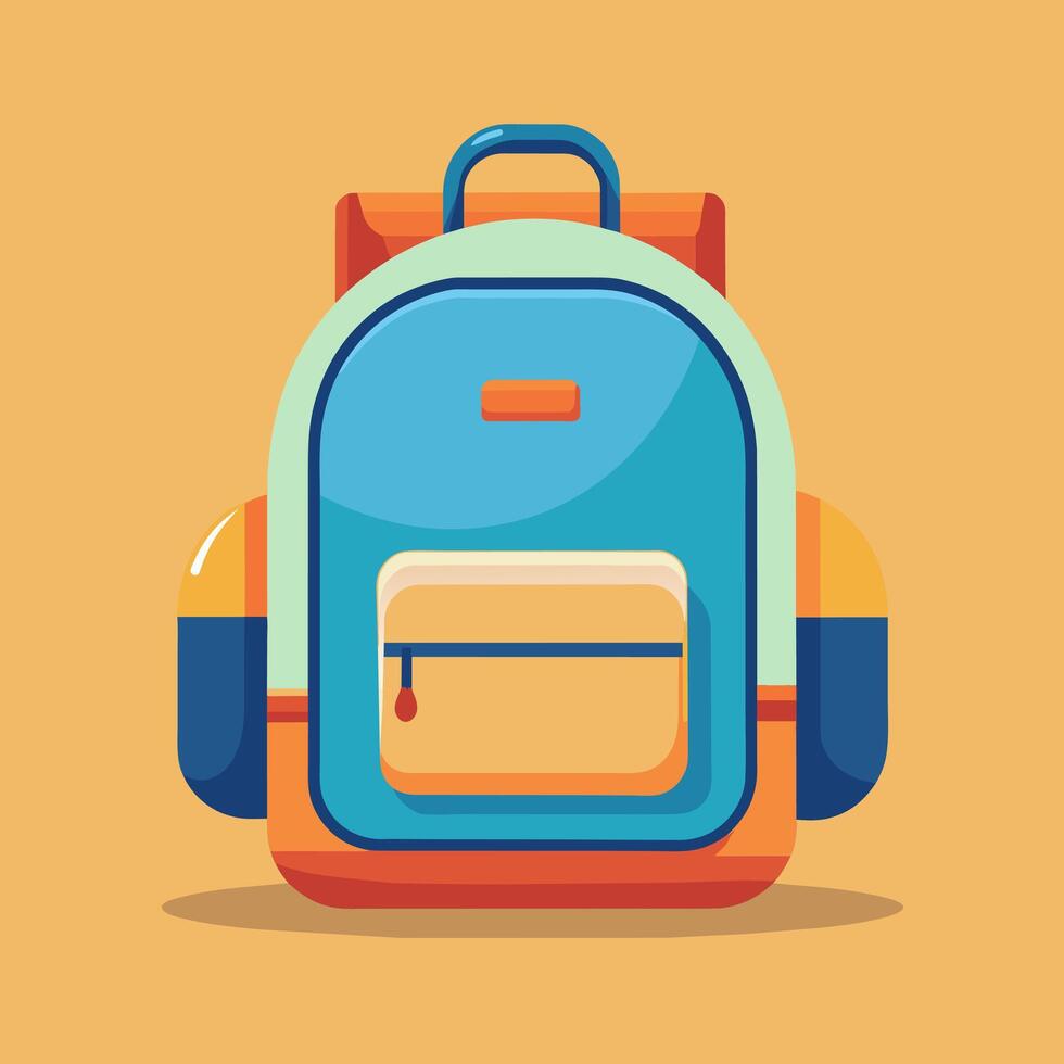 Flat Design Backpack on Solid Background vector