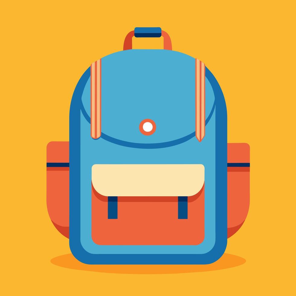 Flat Design Backpack on Solid Background vector