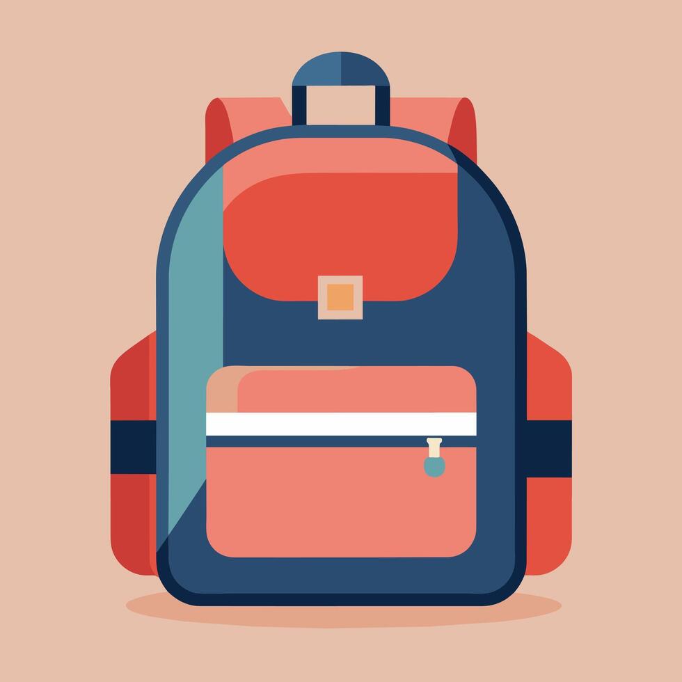 Flat Design Backpack on Solid Background vector