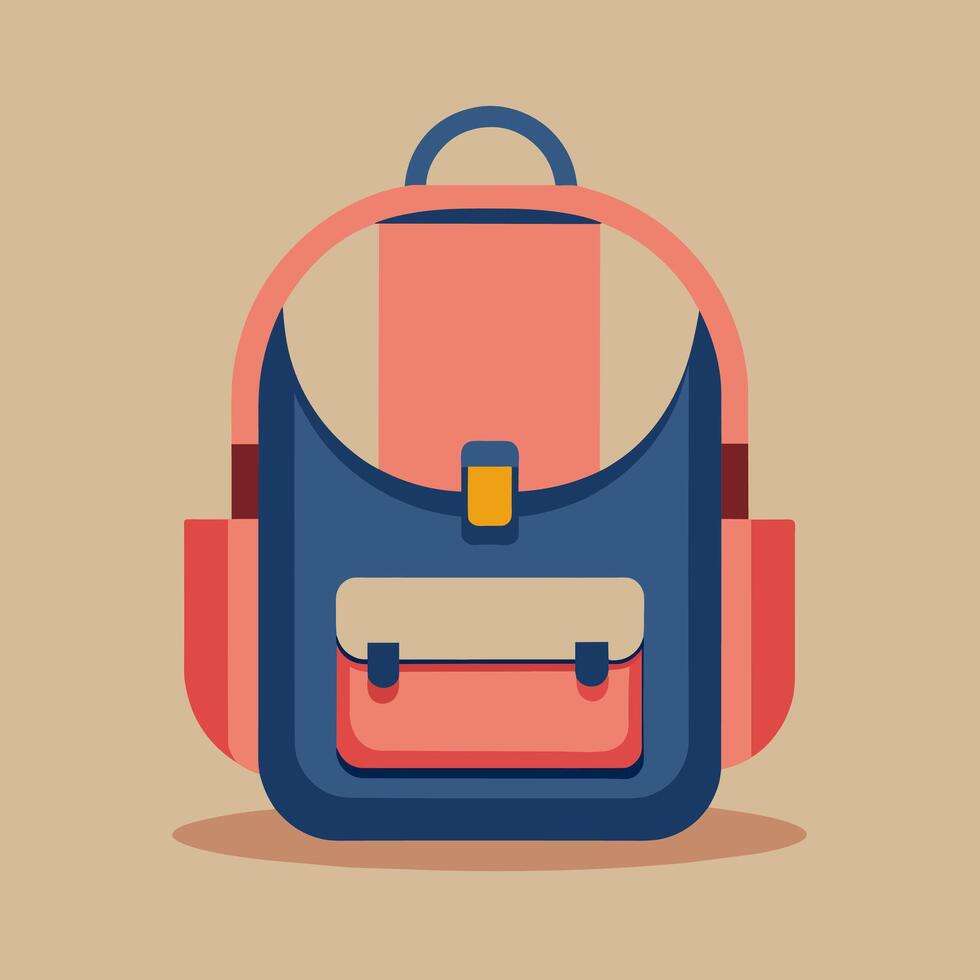 Flat Design Backpack on Solid Background vector
