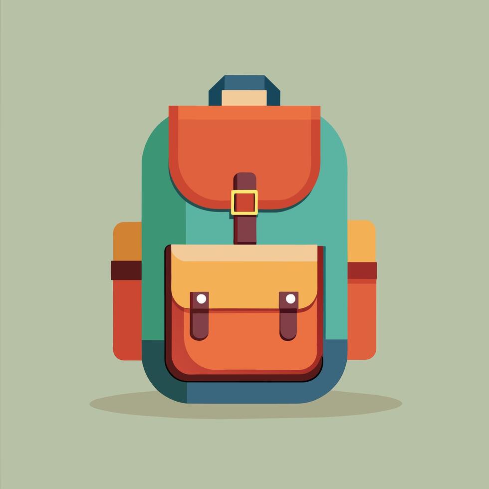 Flat Design Backpack on Solid Background vector