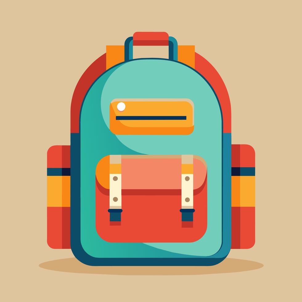 Flat Design Backpack on Solid Background vector