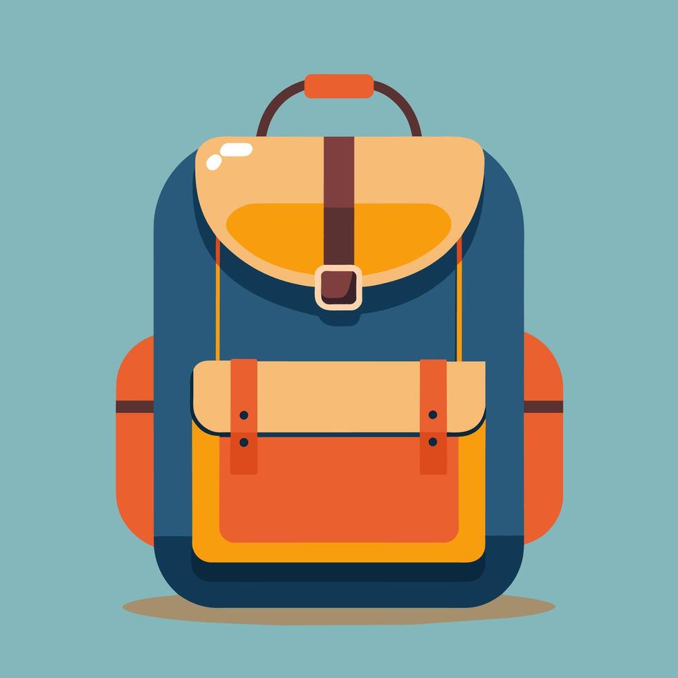 Flat Design Backpack on Solid Background vector