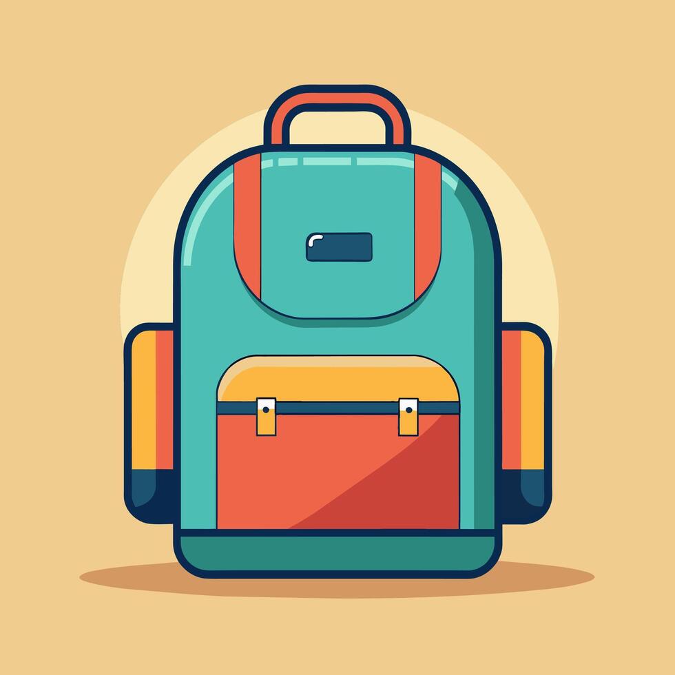 Flat Design Backpack on Solid Background vector