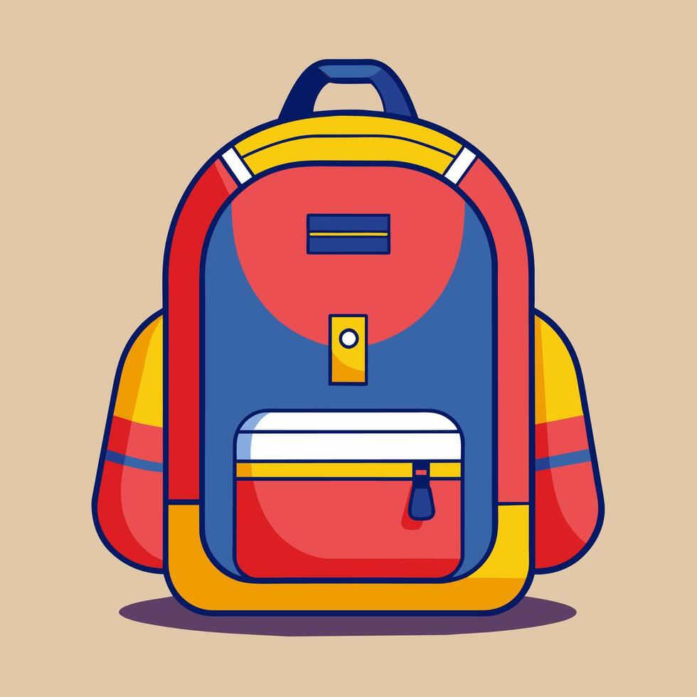 Flat Design Backpack on Solid Background vector