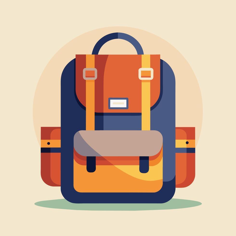 Flat Design Backpack on Solid Background vector