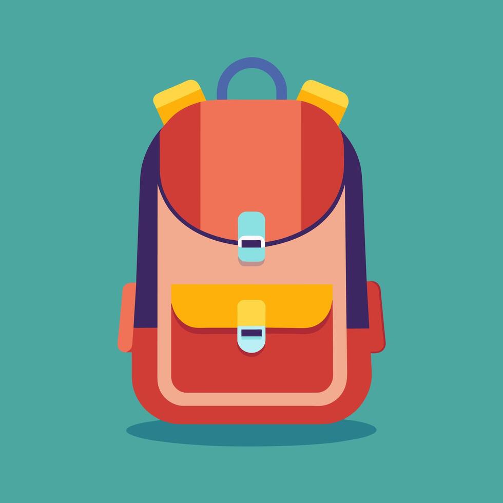 Flat Design Backpack on Solid Background vector