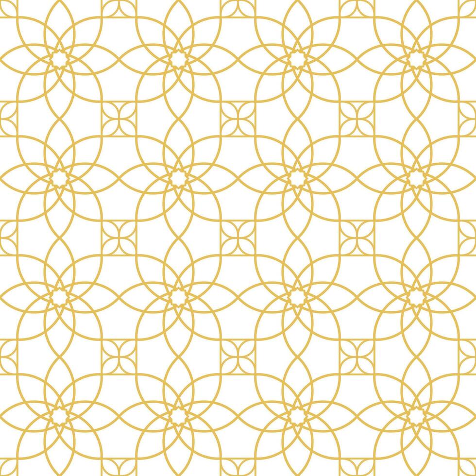 Arabic geometric mosaic printable seamless pattern with abstract Moroccan print in blue and orange colors. Ramadan Kareem Traditional Islamic art Illustration background vector