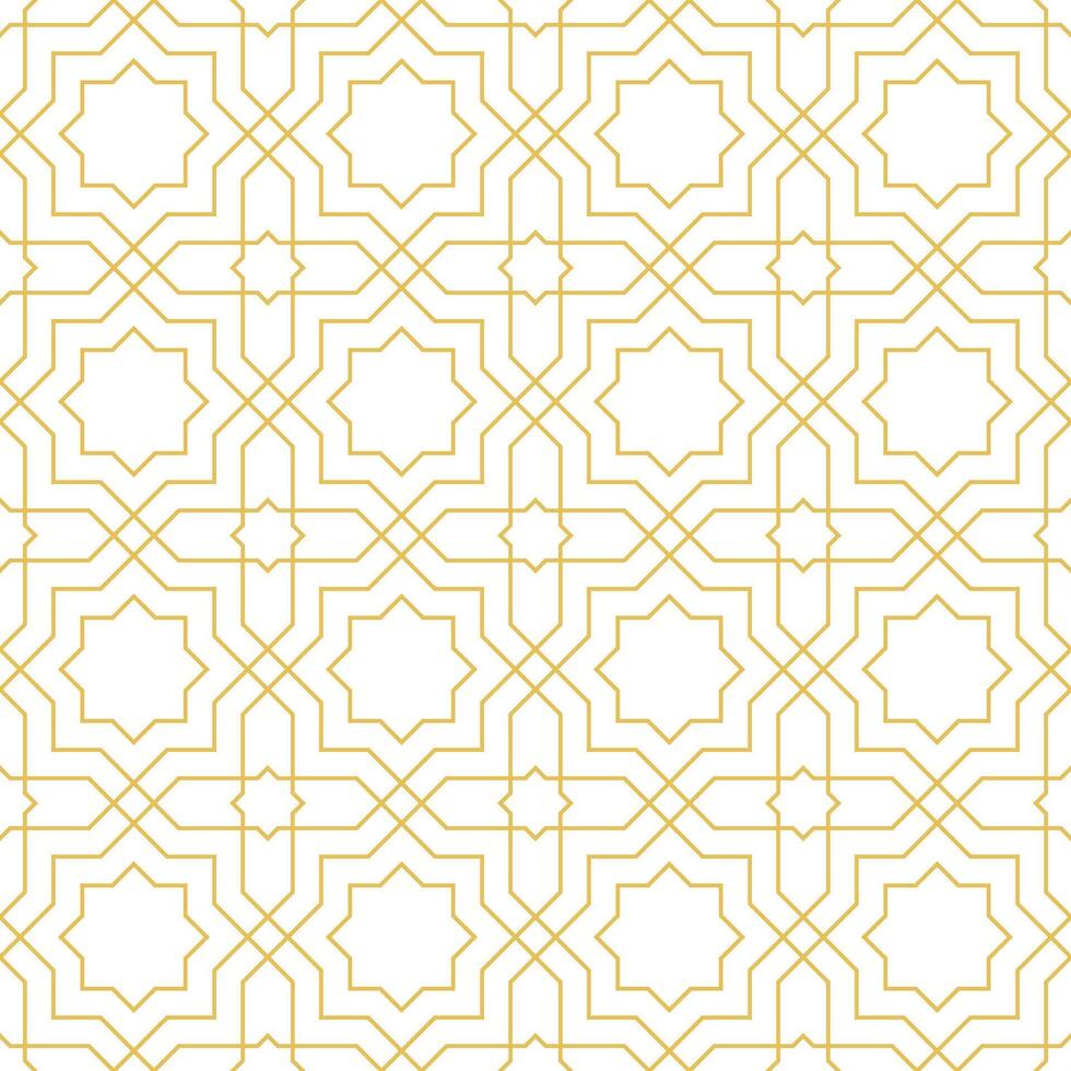 Arabic geometric mosaic printable seamless pattern with abstract Moroccan print in blue and orange colors. Ramadan Kareem Traditional Islamic art Illustration background vector