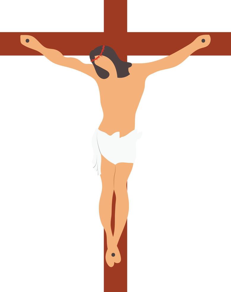 Jesús Cristo crucifixión en el cruzar mano dibujado ilustración vector