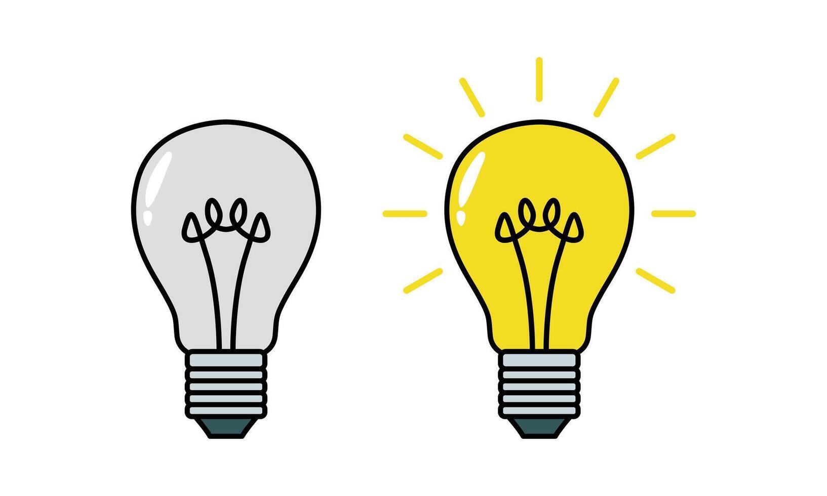 Vector illustration of a glowing light bulb. Symbolizes knowledge, ideas, inspiration and science.