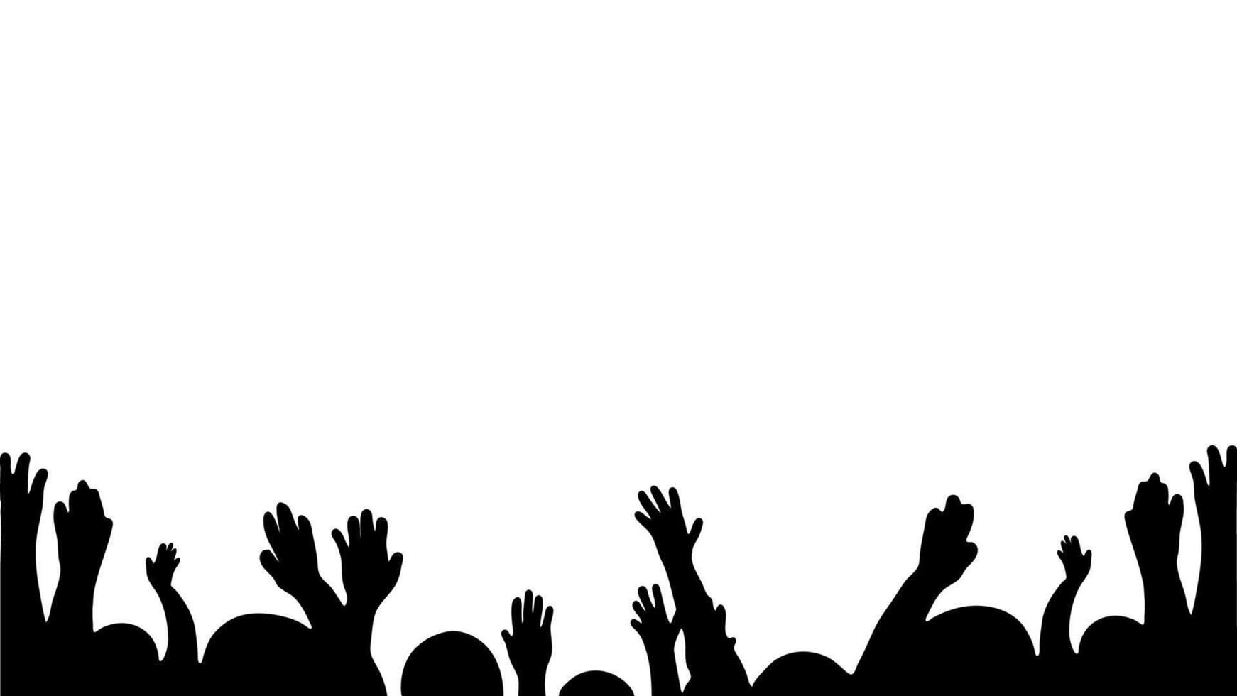 Illustration vector graphic of hand crowd silhouette with their hands up in the air