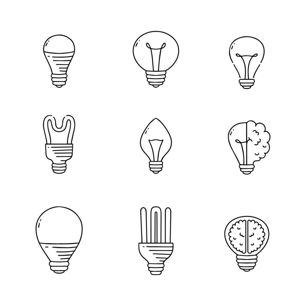 Light bulb idea doodle line vector illustration