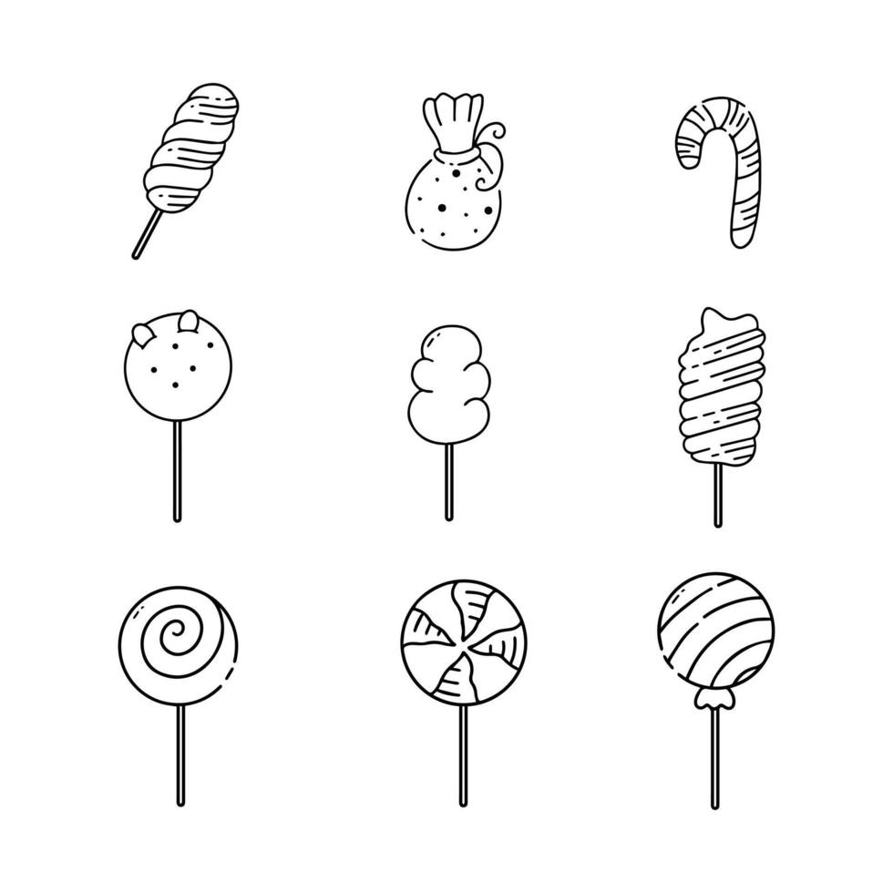 Candy doodle line vector illustration