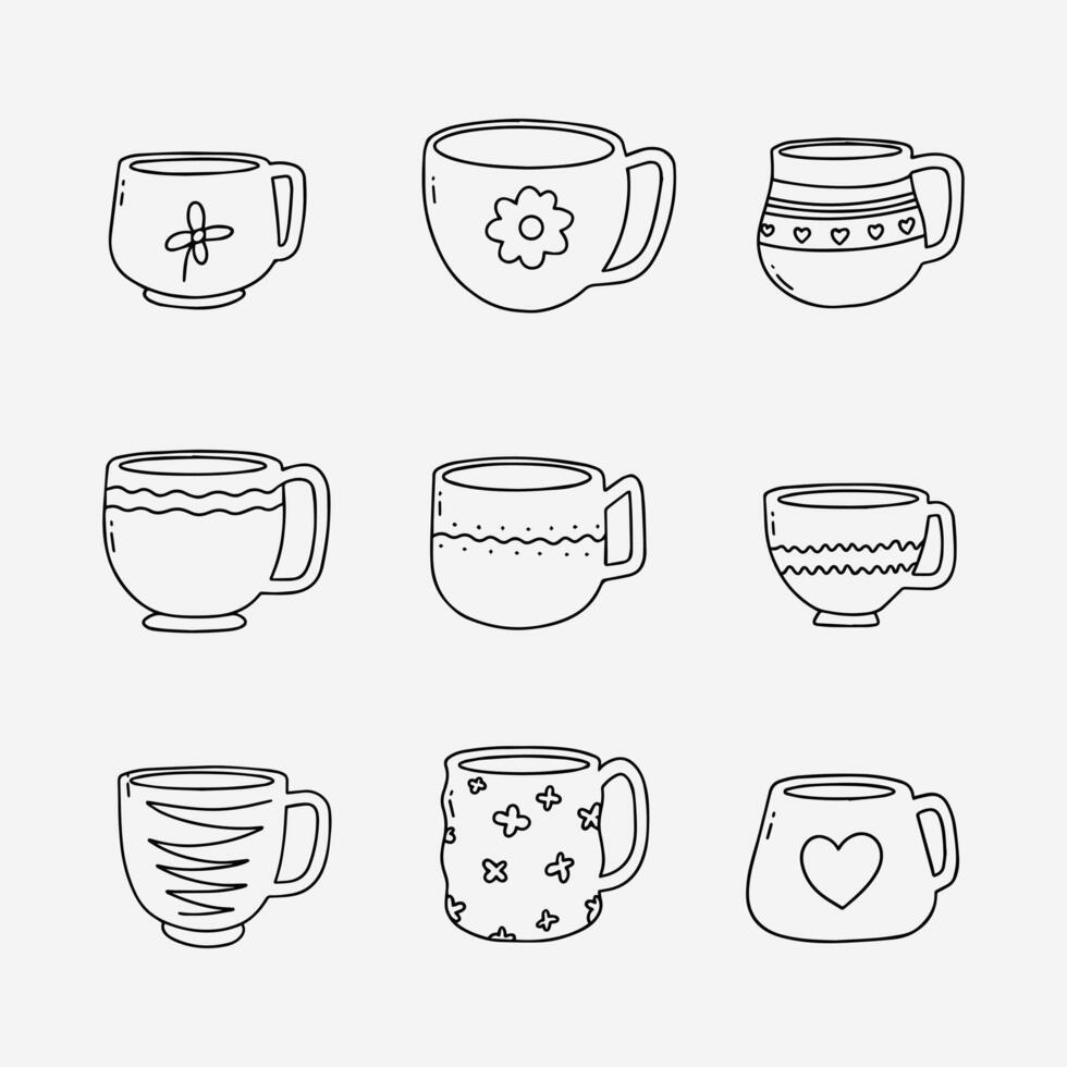 Mug doodle line vector illustration