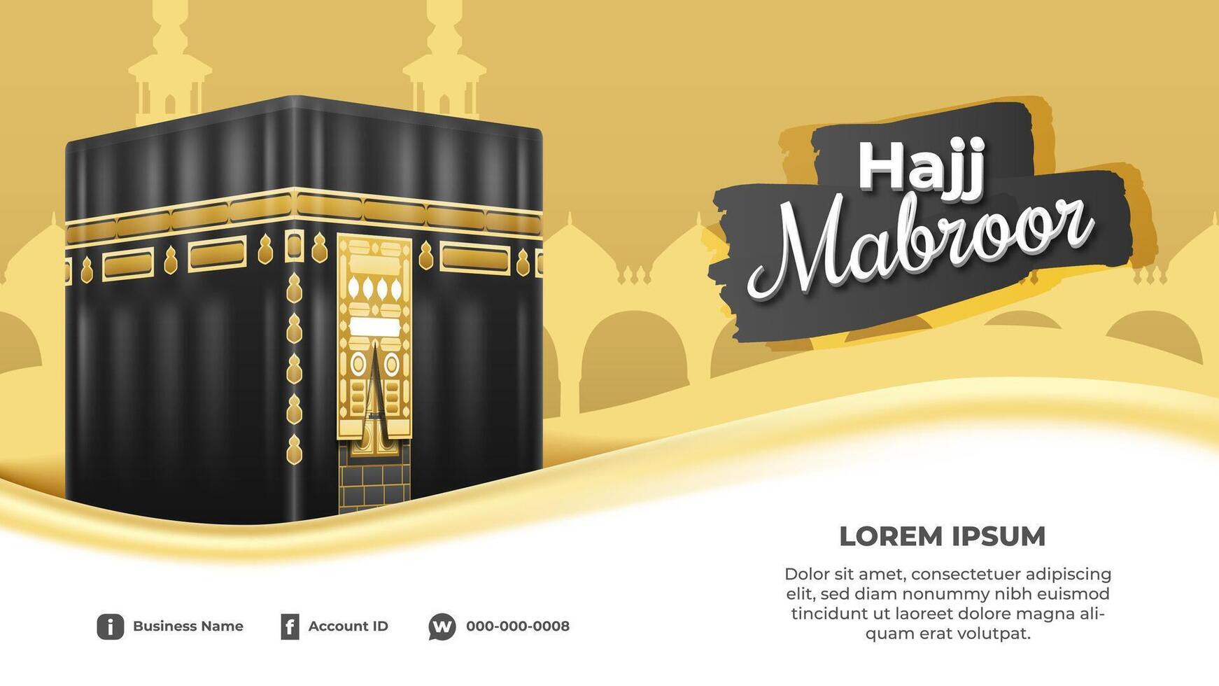 Realistic Kaaba in Hajj Horizontal Banner vector