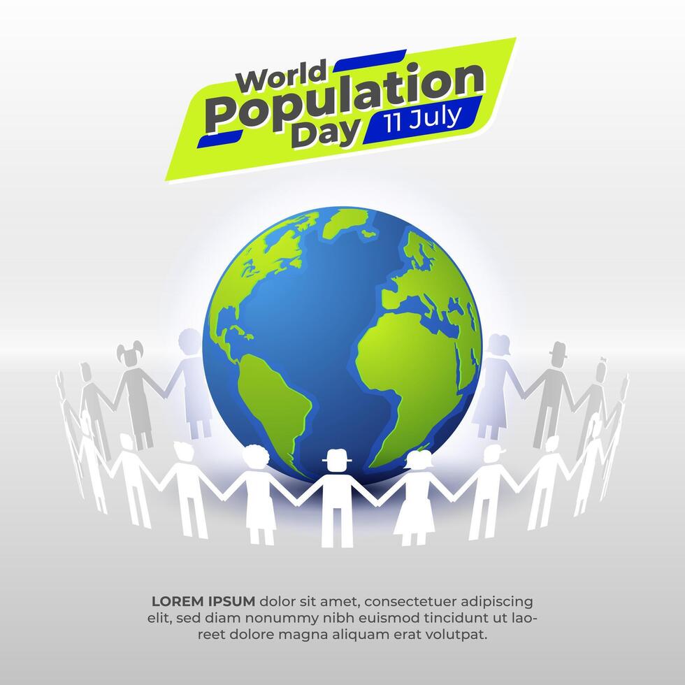 World Population Day, Hand in Hand Around The World Illustration vector