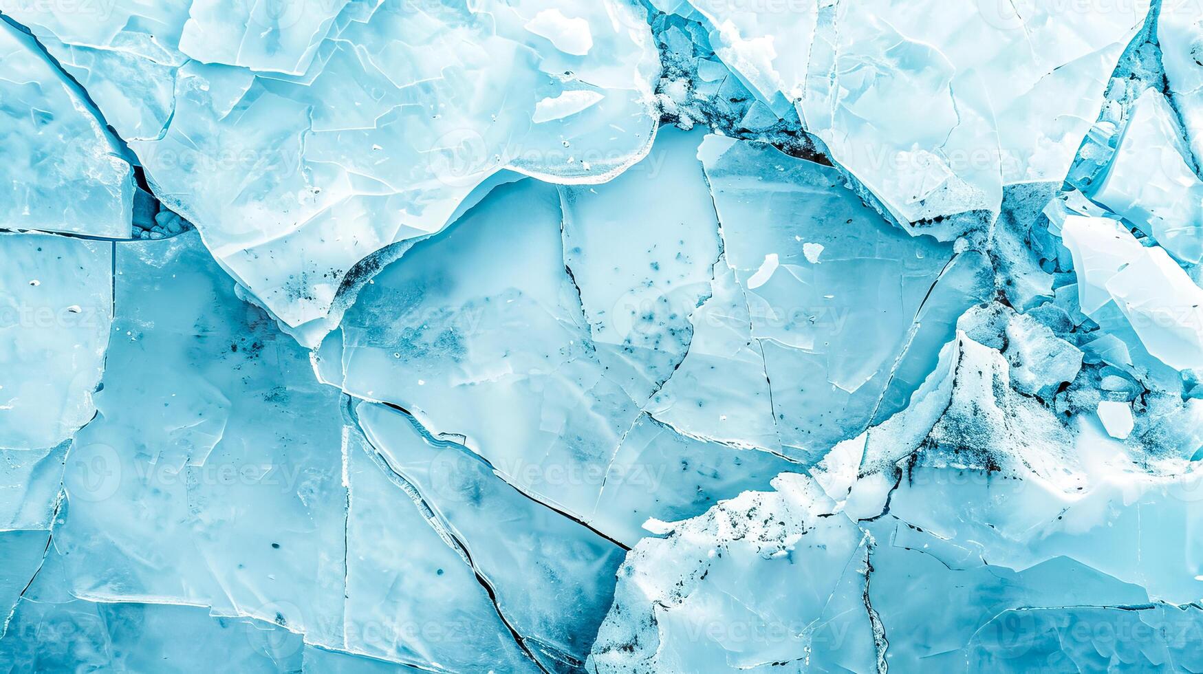 AI Generated Fractured ice texture in cool blue tones photo