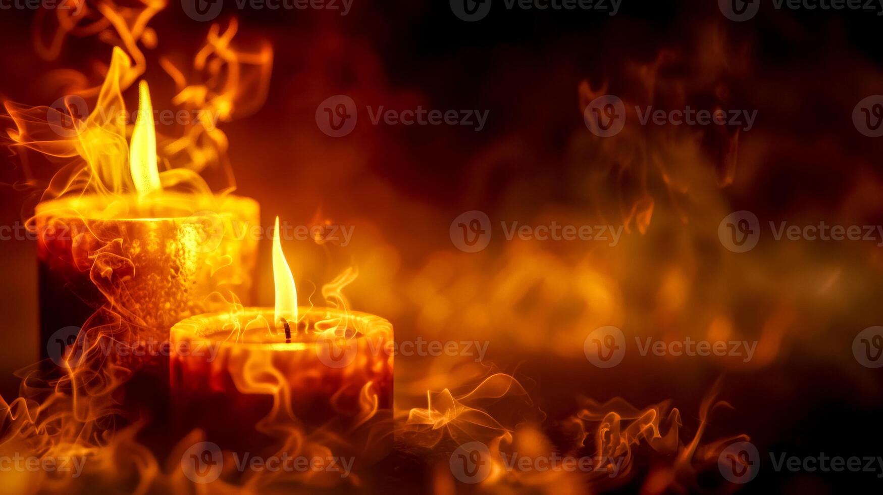 AI Generated Mystical flames. candles and smoke photo