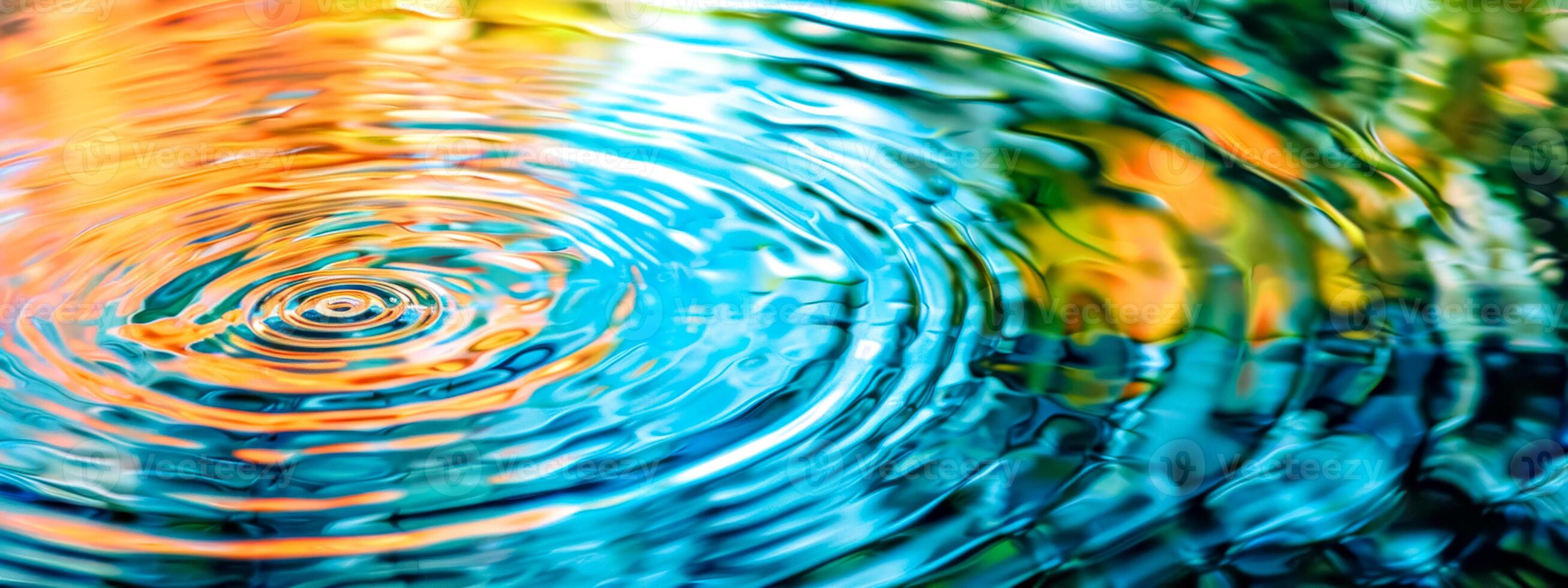 AI Generated Vibrant ripple effect on water surface photo