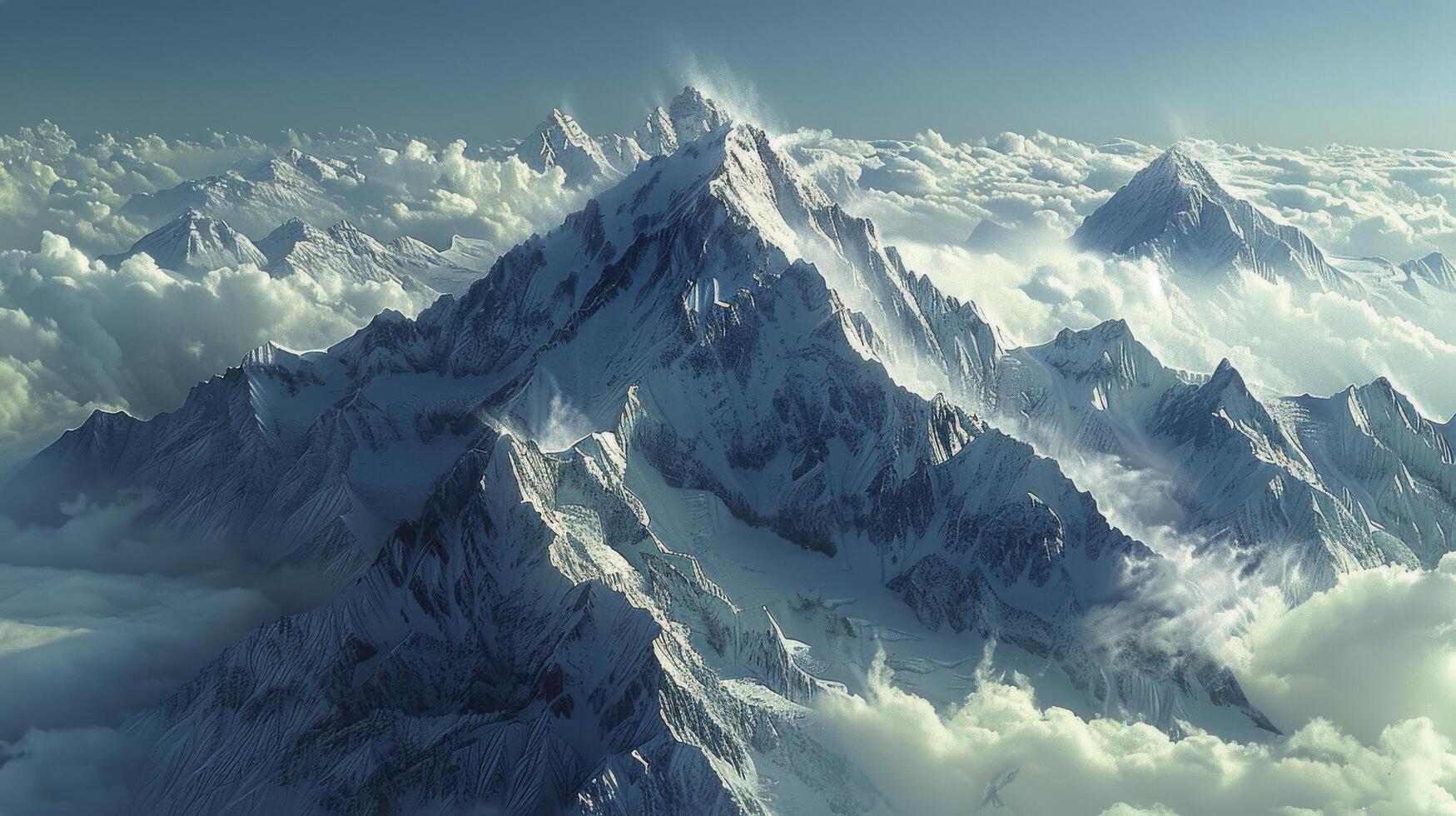 AI generated Aerial View of Mountain Range photo