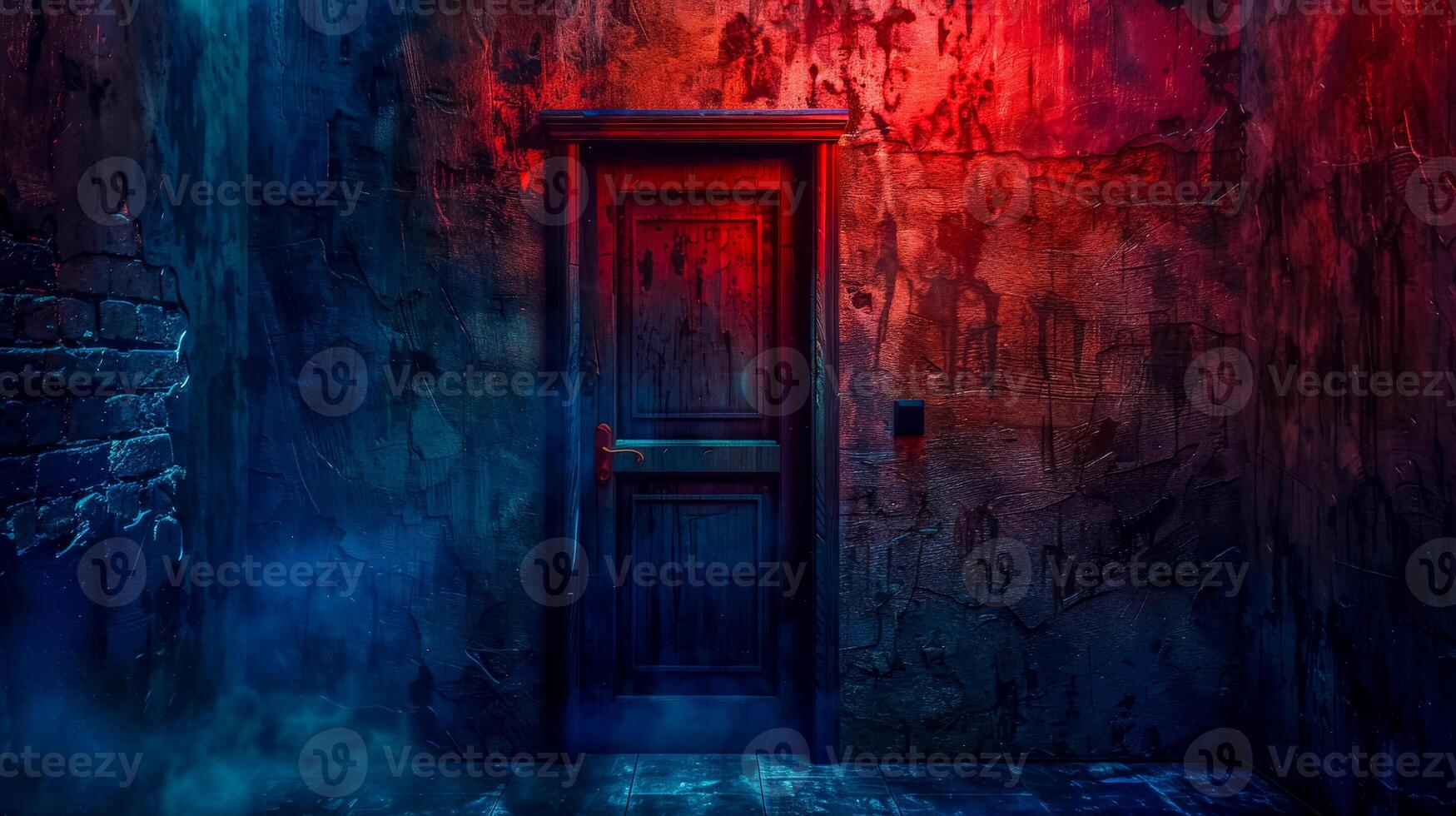 AI Generated Mysterious doorway with vibrant lighting photo