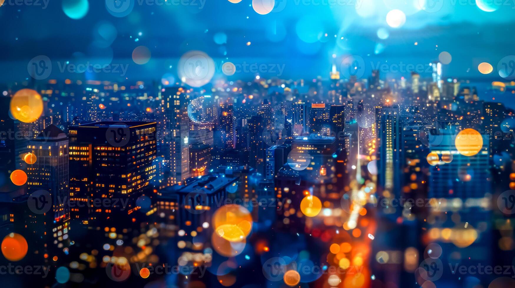AI Generated Enchanting city lights at night photo