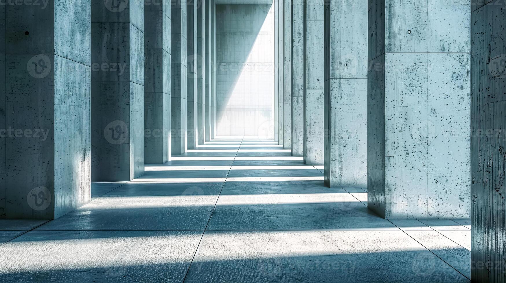 AI Generated Serene modern hallway with sunlight photo