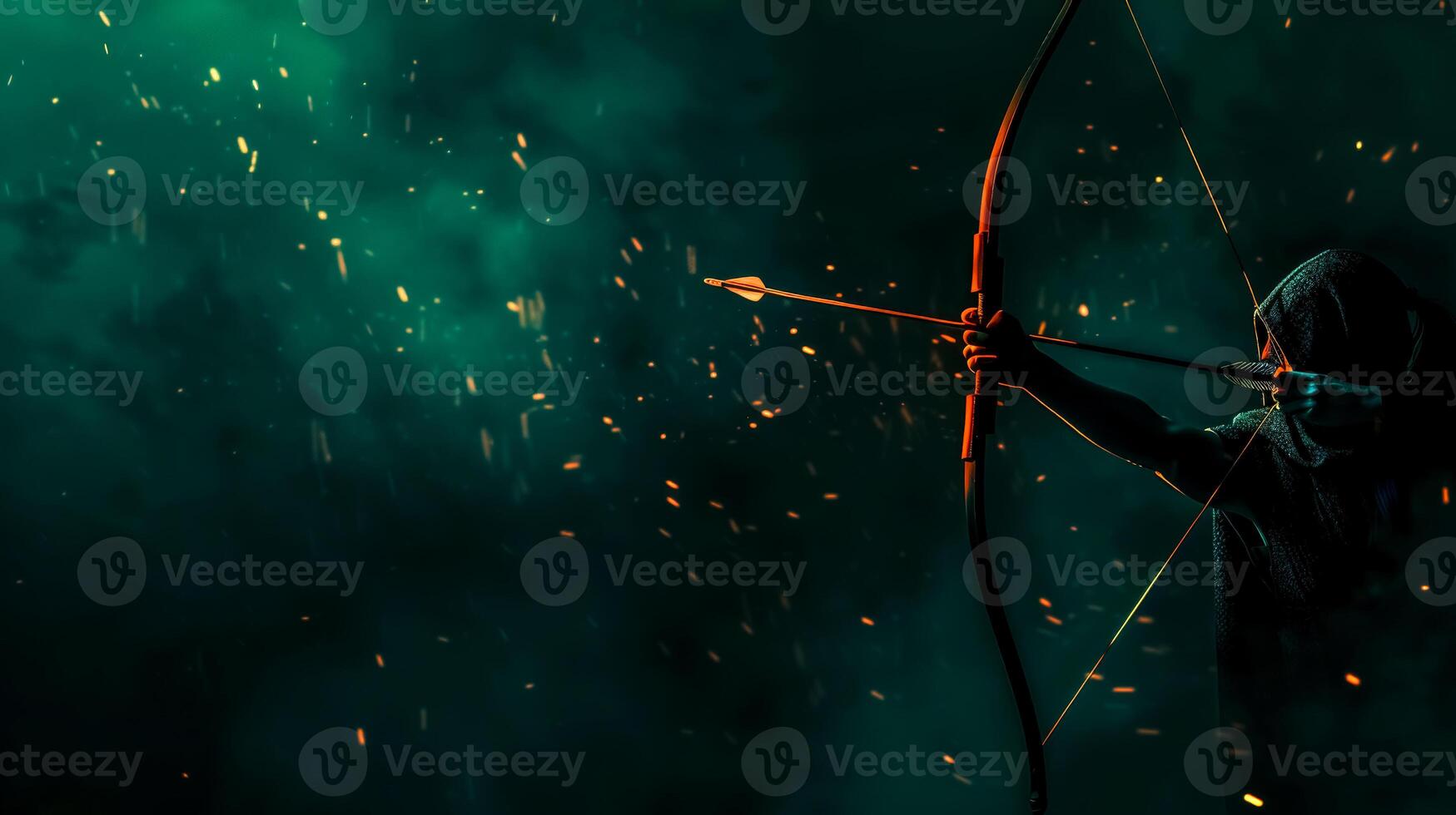 AI Generated Mystical archer in ambient light photo