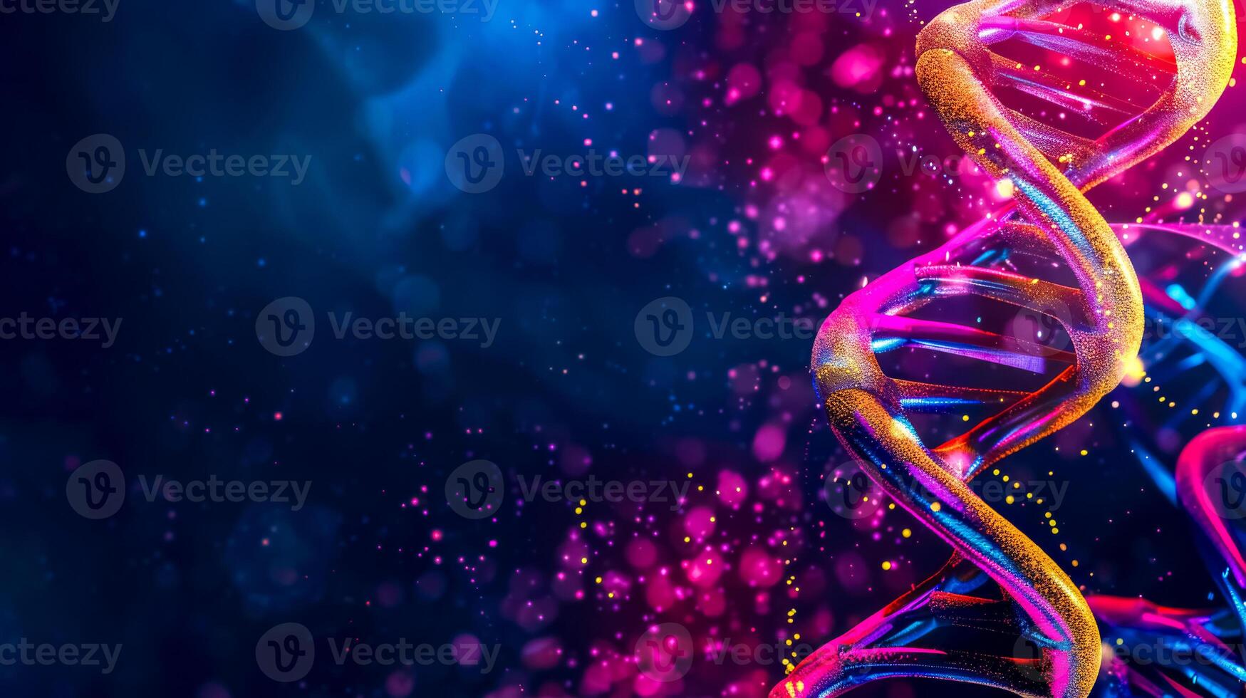 AI Generated Colorful dna strand in abstract space photo