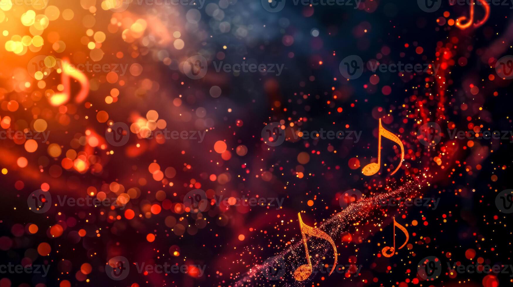 AI Generated Abstract musical notes with sparkling bokeh background photo