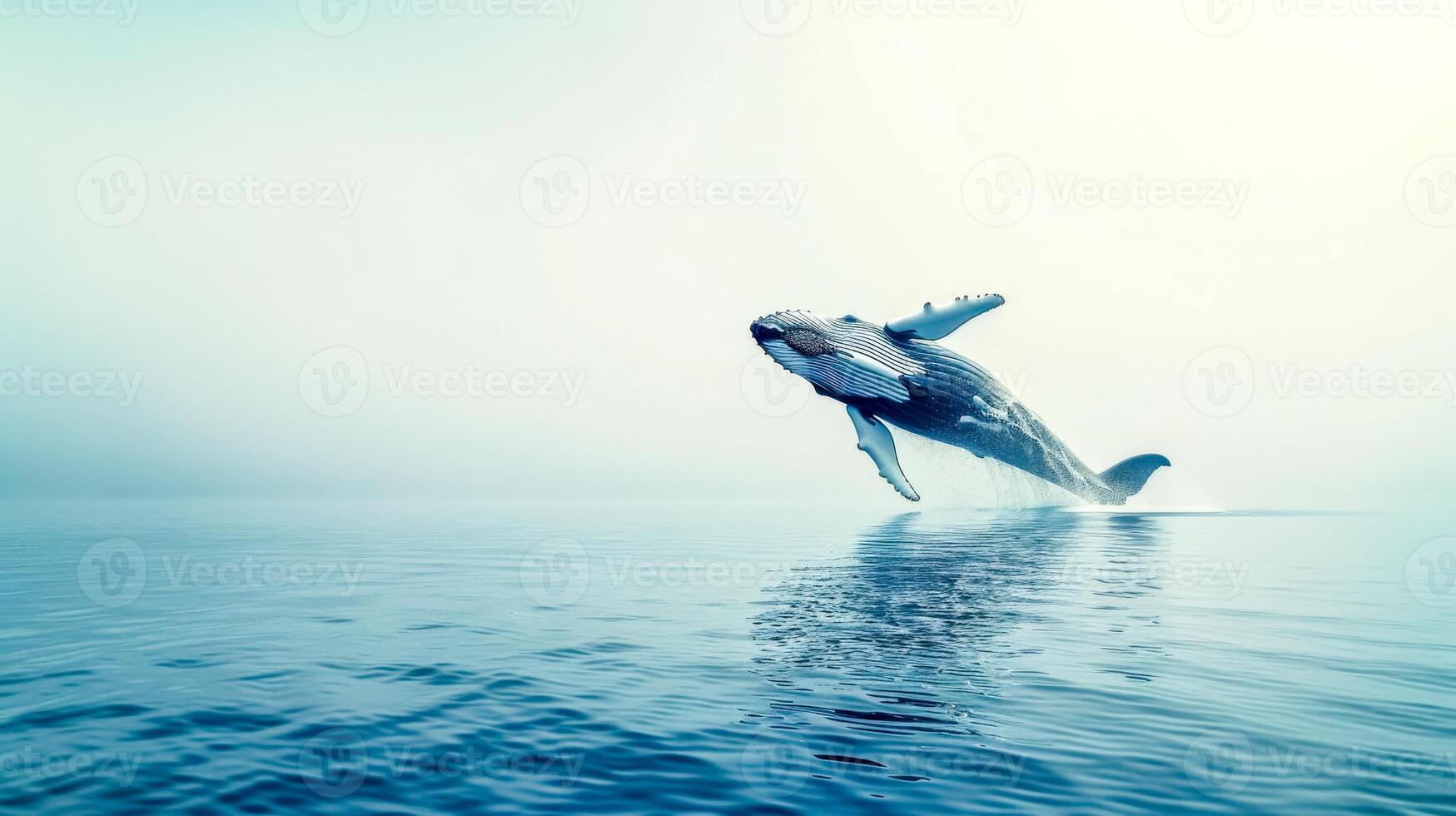AI Generated Majestic humpback whale leaping from ocean photo