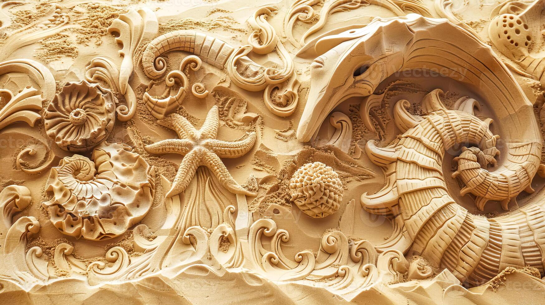 AI Generated Exquisite sand sculpture artwork detail photo